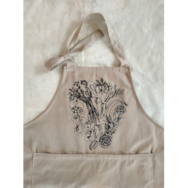 DELANTAL COCINA BEIGE LÍNEA NEGRA