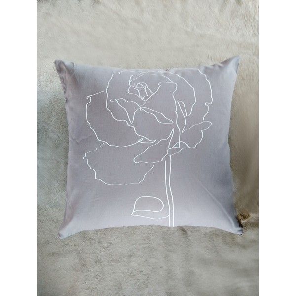 COJÍN ROSA GRIS LÍNEA BLANCA